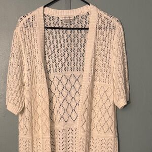 Christopher & Banks White Open-Knit Cardigan